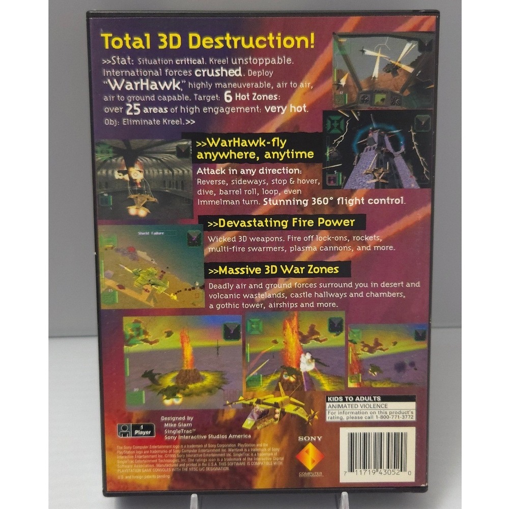 Warhawk PlayStation 1 (PS1)‎ Long Box - Complete in Box (CIB) W/ Reg Card Tested - Picture 5 of 13